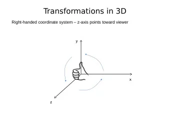 Transformations in 3D  Right-handed coordinate system  z-axis points toward viewer  y  x  z