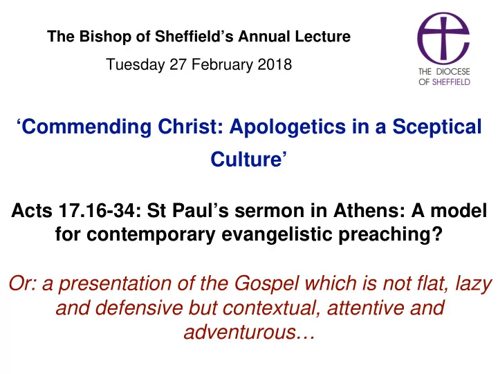 commending christ apologetics in a sceptical culture