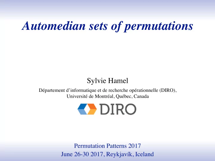 automedian sets of permutations