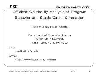 FSU  DEPARTMENT OF COMPUTER SCIENCE  Depa  rtment  of  Computer  Science  Flo  rida  State