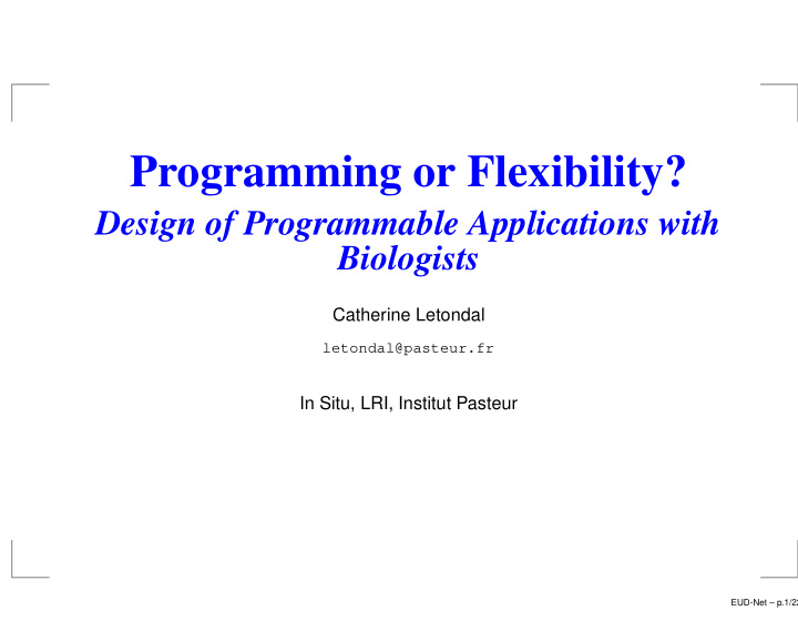 programming or flexibility