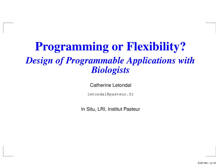 programming or flexibility