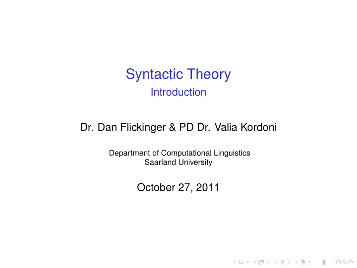 syntactic theory