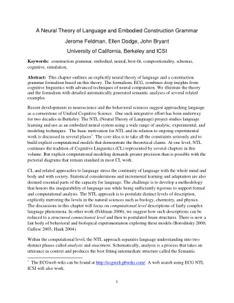 A Neural Theory of Language and Embodied Construction Grammar  Jerome Feldman, Ellen Dodge, John