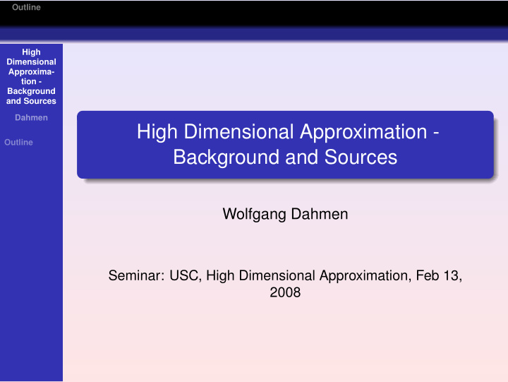 high dimensional approximation