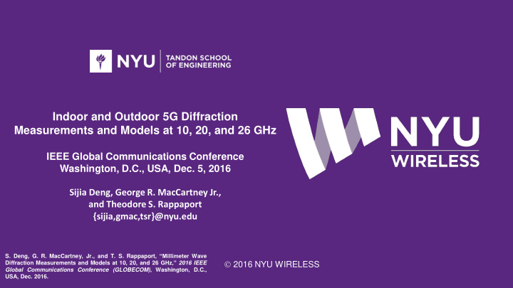 indoor and outdoor 5g diffraction measurements and models