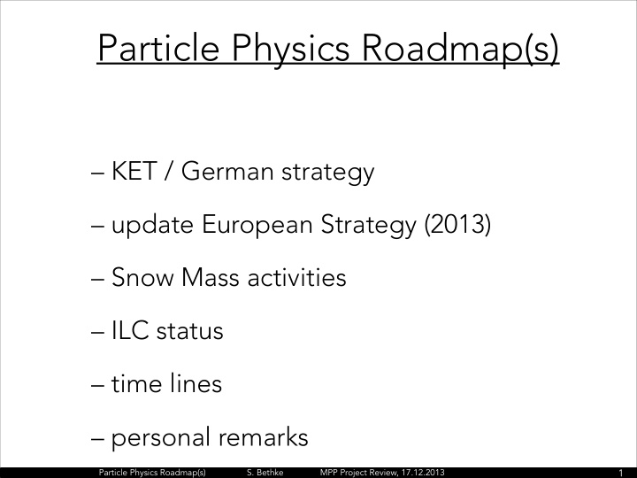 particle physics roadmap s