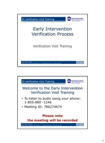Verification Process  Tom  Wolf, Governor  1  &gt;  Pedro Rivera, Secretary of Education | Ted