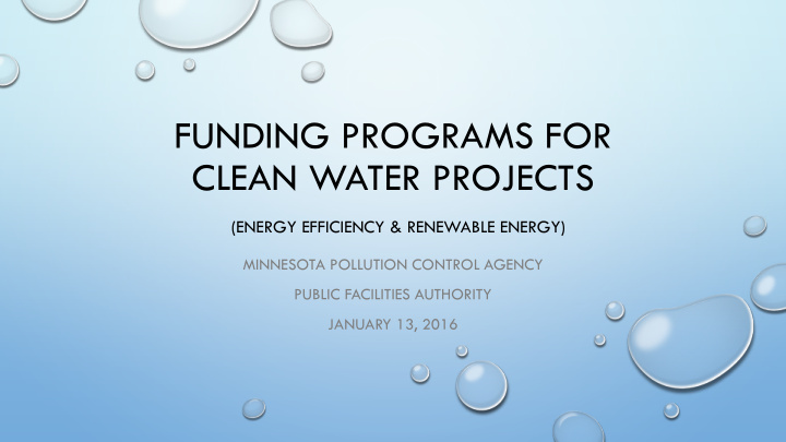 funding programs for clean water projects