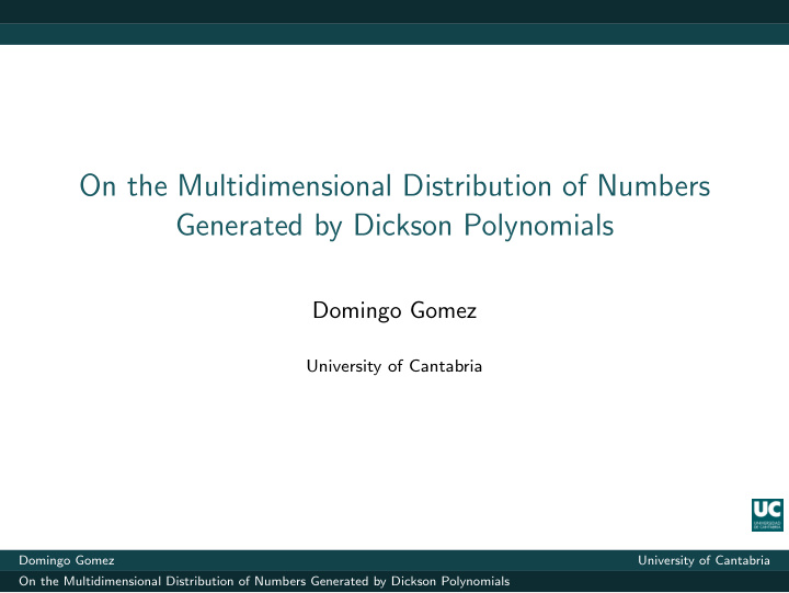 on the multidimensional distribution of numbers generated