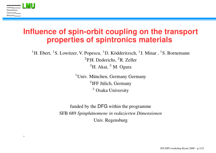 influence of spin orbit coupling on the transport