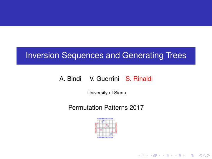 inversion sequences and generating trees