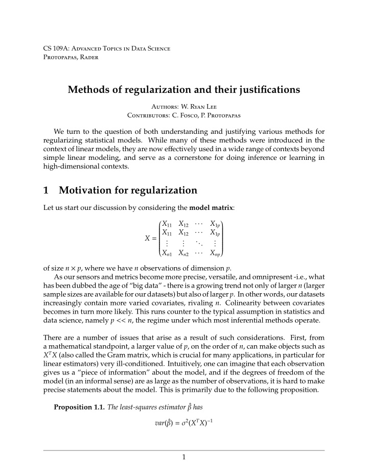 methods of regularization and their justifications