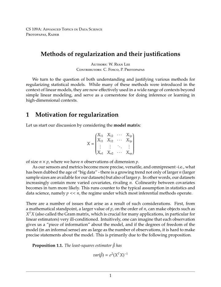 methods of regularization and their justifications