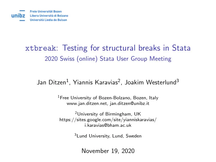 xtbreak testing for structural breaks in stata