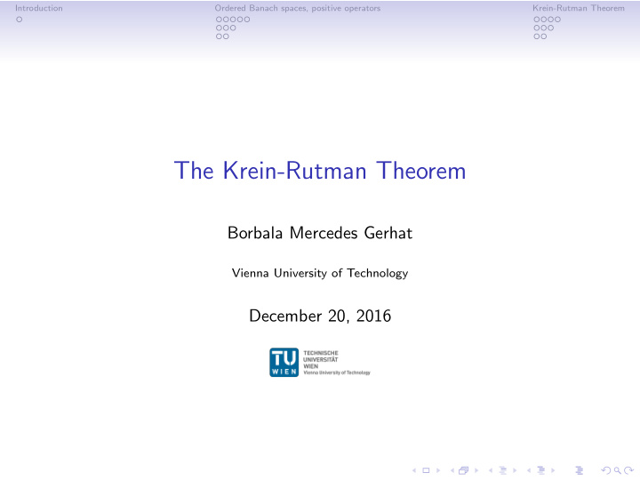 the krein rutman theorem