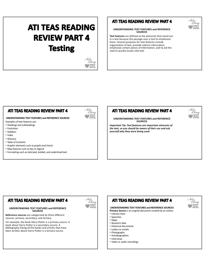 at ati teas reading review part 4