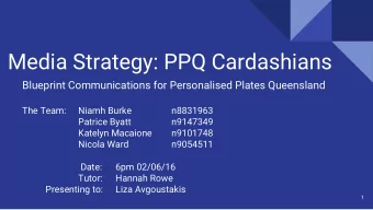 Media Strategy: PPQ Cardashians  Blueprint Communications for Personalised Plates Queensland  The