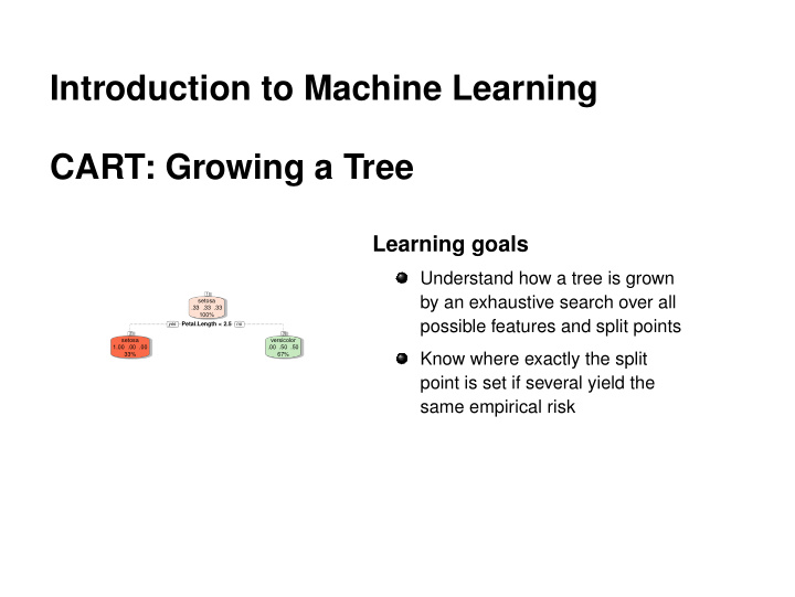 introduction to machine learning cart growing a tree
