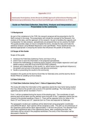 Appendix 2.5.3  Community Participatory Action Research (CPAR) Approach of Enrichment Planting with