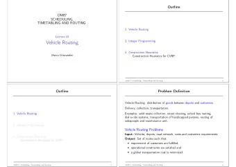 Vehicle Routing  3. Construction Heuristics  Marco Chiarandini  Construction Heuristics for CVRP