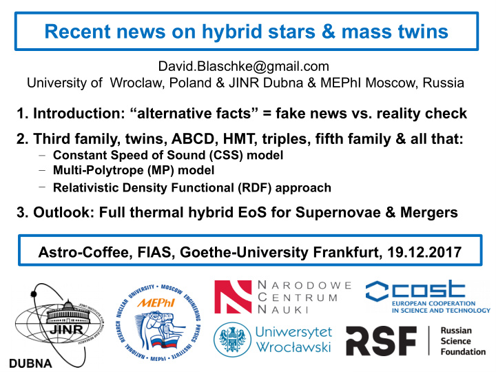 recent news on hybrid stars mass twins