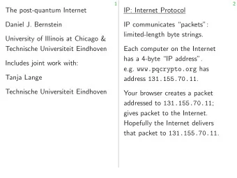 The post-quantum Internet  IP: Internet Protocol  Daniel J. Bernstein  IP communicates