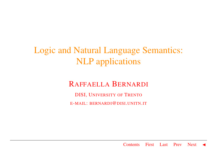 logic and natural language semantics nlp applications
