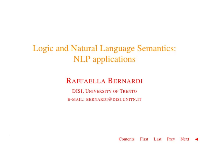 logic and natural language semantics nlp applications