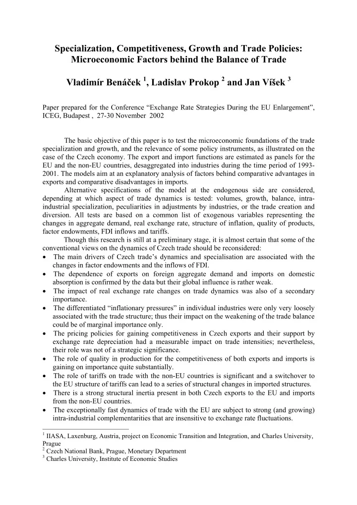 microeconomic factors behind the balance of trade