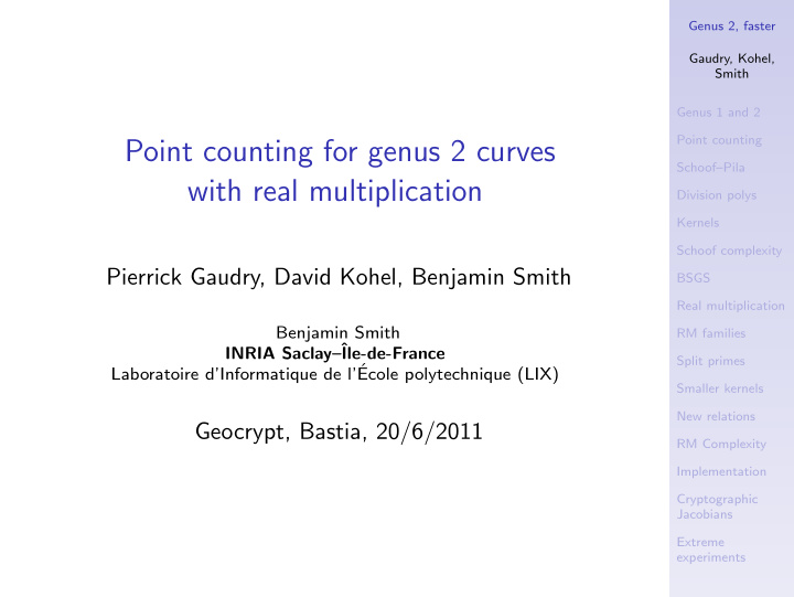 point counting for genus 2 curves