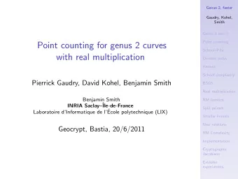 Point counting for genus 2 curves  SchoofPila  with real multiplication  Division polys  Kernels