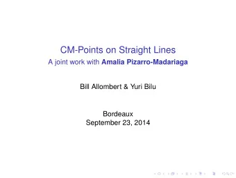 CM-Points on Straight Lines A joint work with Amalia Pizarro-Madariaga  Bill Allombert &amp; Yuri