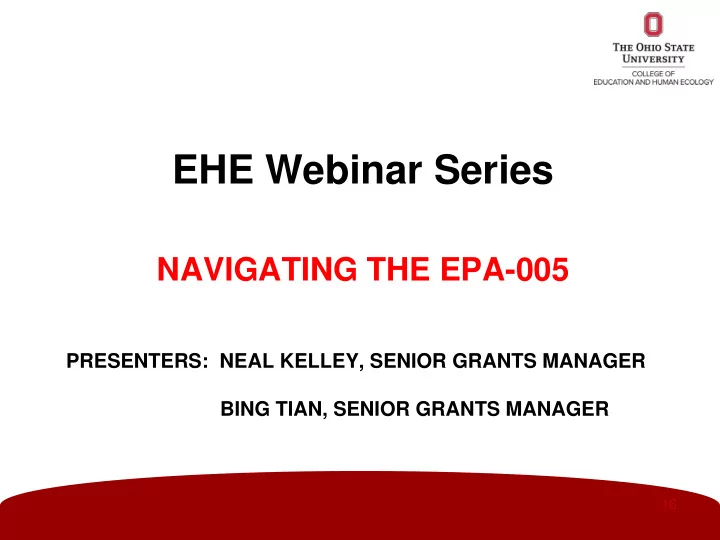 ehe webinar series