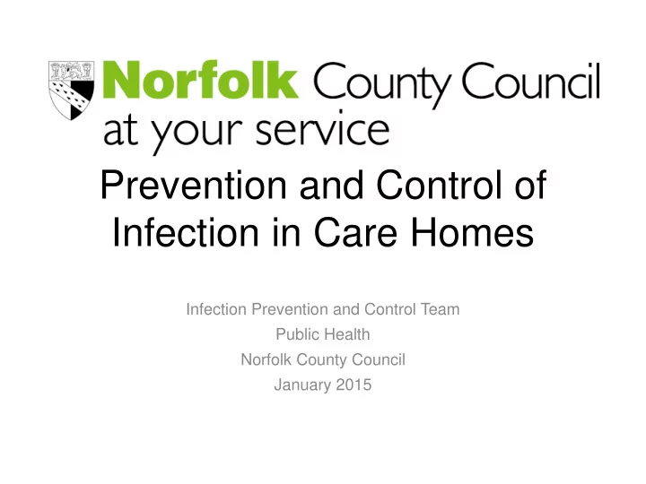 prevention and control of