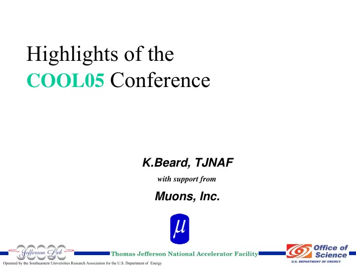 highlights of the cool05 conference