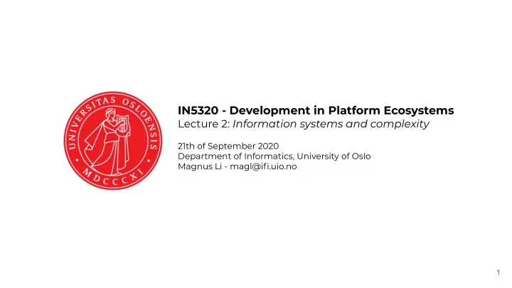 in5320 development in platform ecosystems