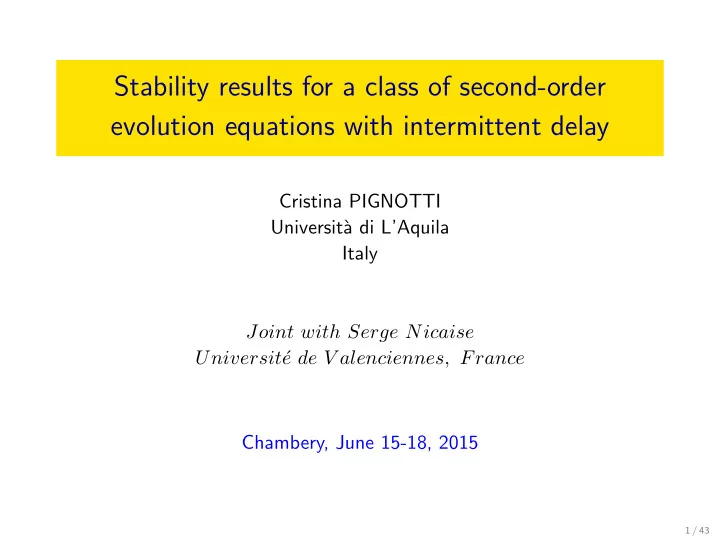 stability results for a class of second order evolution