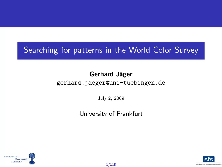 searching for patterns in the world color survey