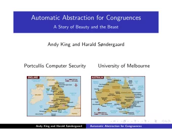 Automatic Abstraction for Congruences  A Story of Beauty and the Beast  Andy King and Harald