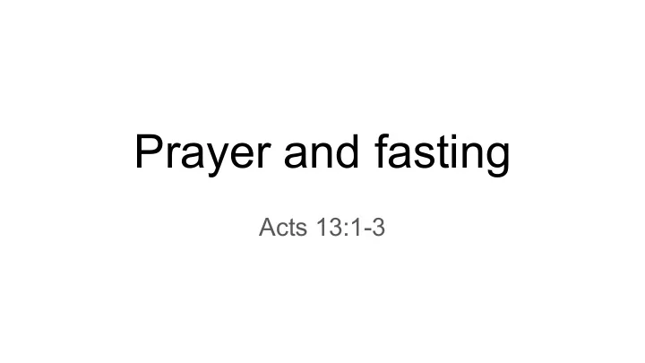 prayer and fasting