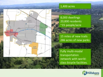 20,800 residents  ~15 people/acre  15 miles of new trails  286 acres of new parks  Fully