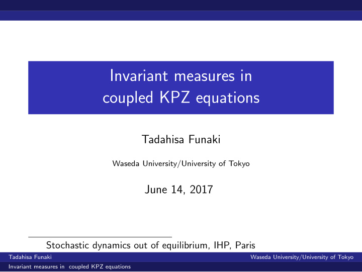 invariant measures in coupled kpz equations