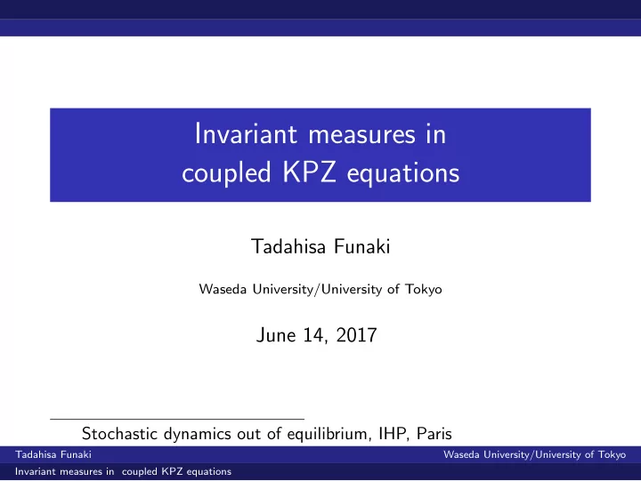 invariant measures in coupled kpz equations