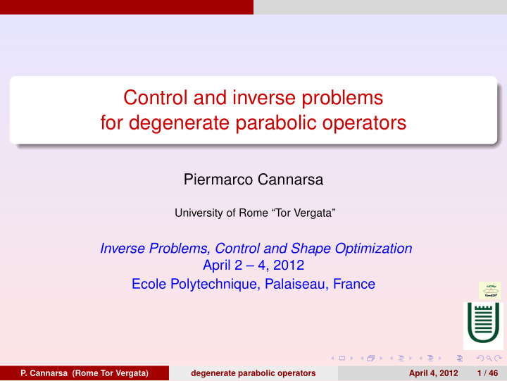 control and inverse problems for degenerate parabolic