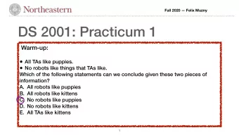 DS 2001: Practicum 1  Warm-up:  All TAs like puppies.  No robots like things that TAs like.