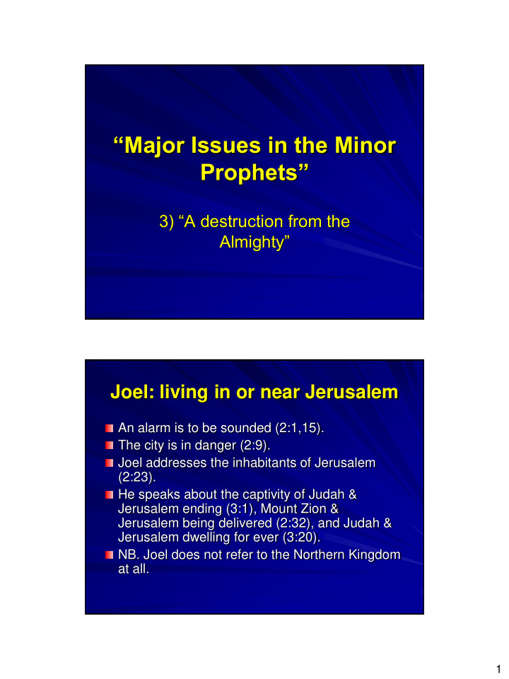 major issues in the minor prophets