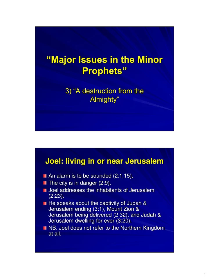 major issues in the minor prophets