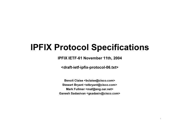 ipfix protocol specifications