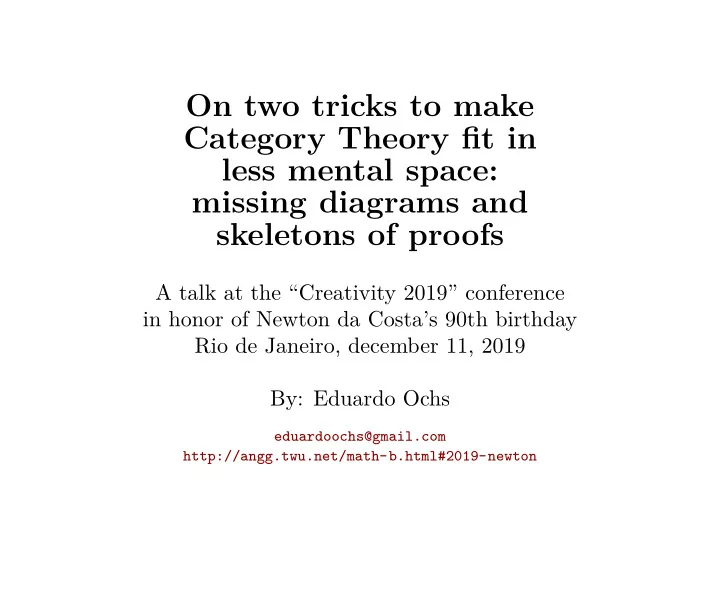on two tricks to make category theory fjt in less mental